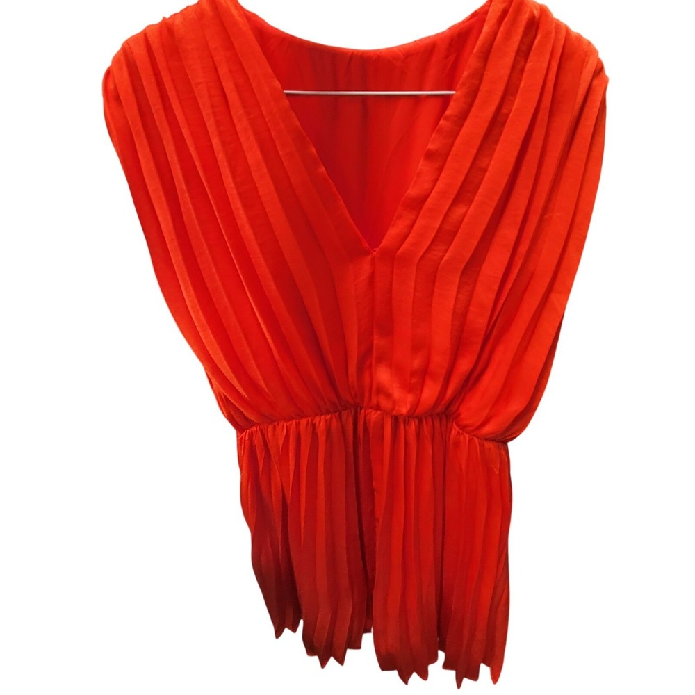 Coletta The Co-op Red Pleated Mini Dress Sleeveless V‎ Neck Party Cocktail Sz L